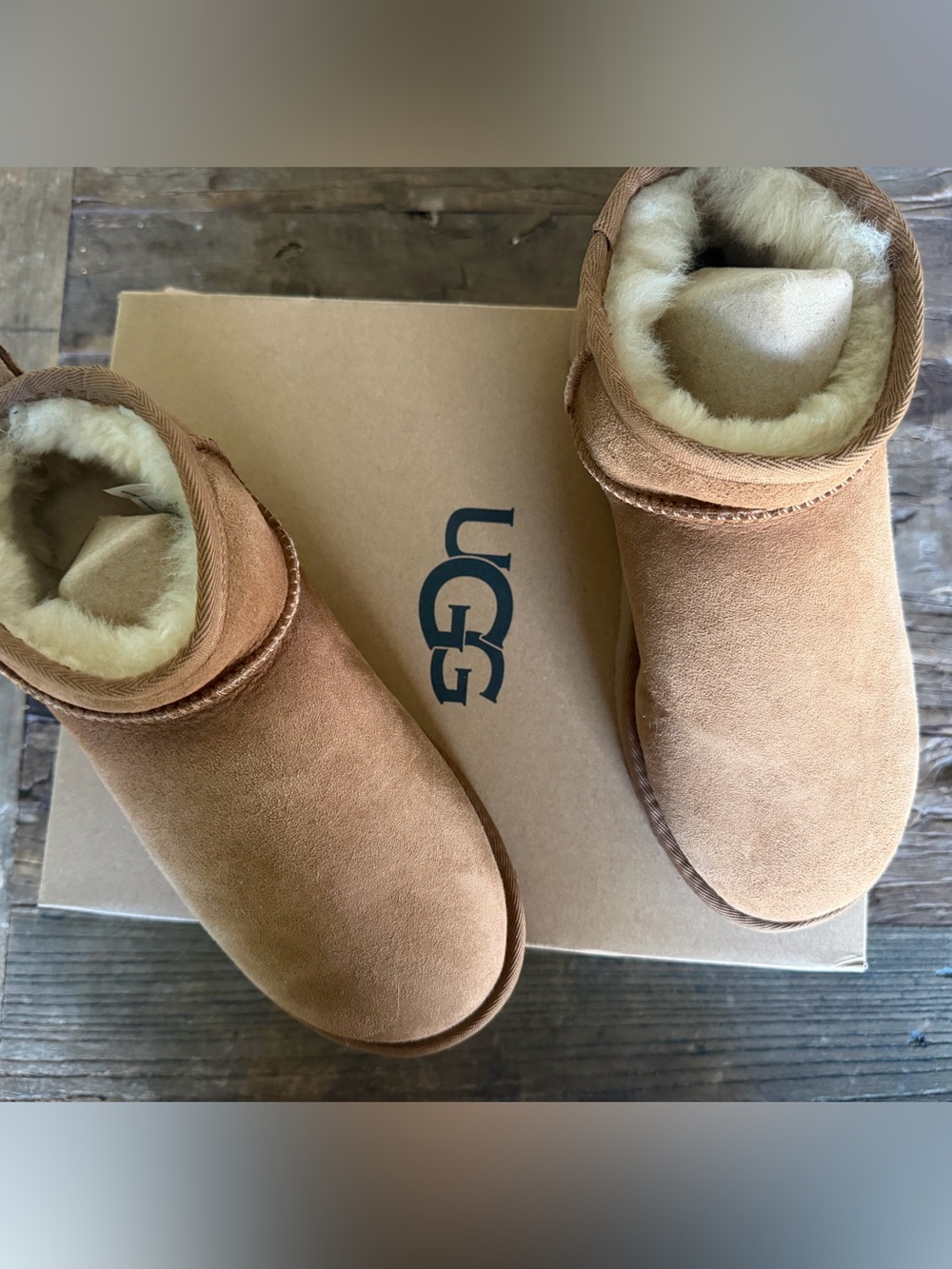 UGG Chestnut Suede Sheepskin Slip-On Boots